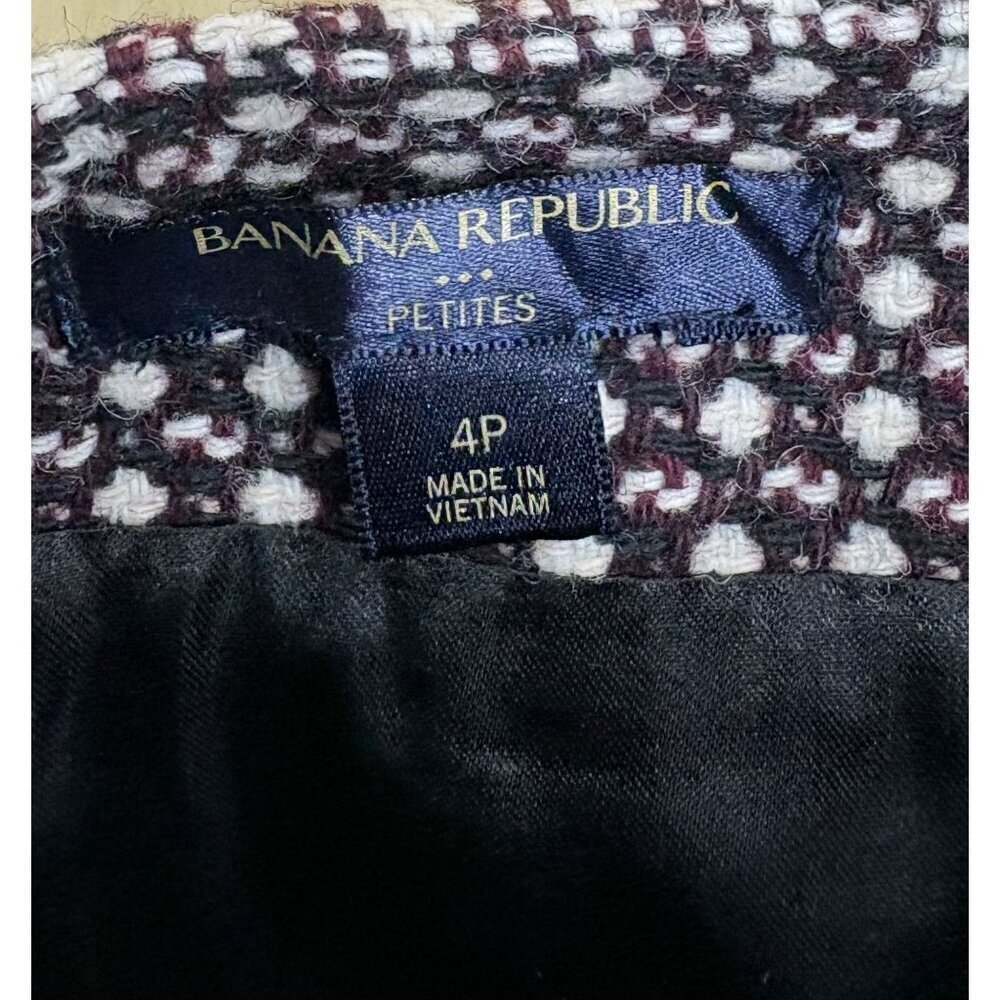 Banana Republic Tweed Wool Blend Mini Skirt 4P Maroon - Picture 2 of 3